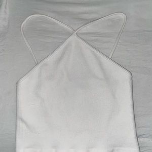 White crop top with cross strings
